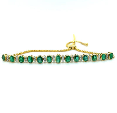 18k yellow gold emerald and diamond expandable bracelet