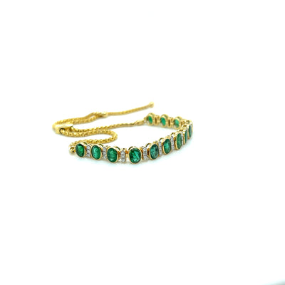 18k yellow gold emerald and diamond expandable bracelet