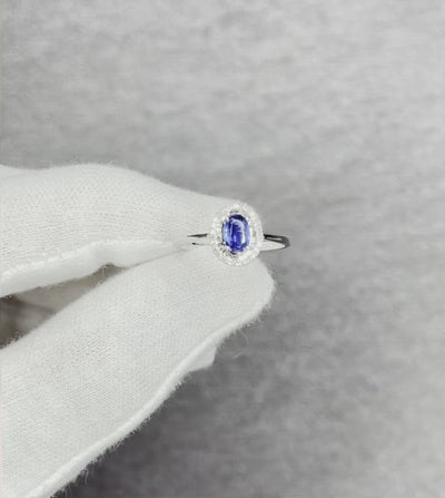 18CT White Gold Kyanite and Diamond Ring