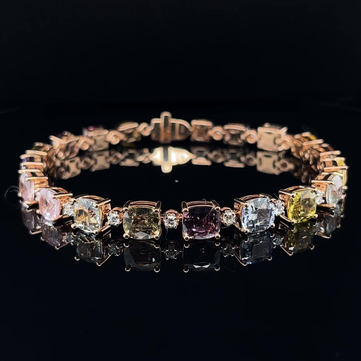 18CT rose gold (NO HEAT) sapphire and diamond bracelet