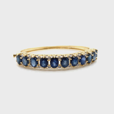 Sapphire and Diamond Bangle in 14k yellow gold