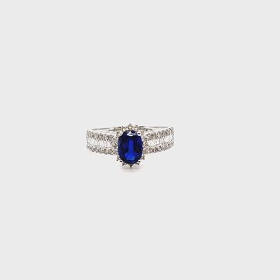 18CT White Gold Kyanite and Diamond Ring