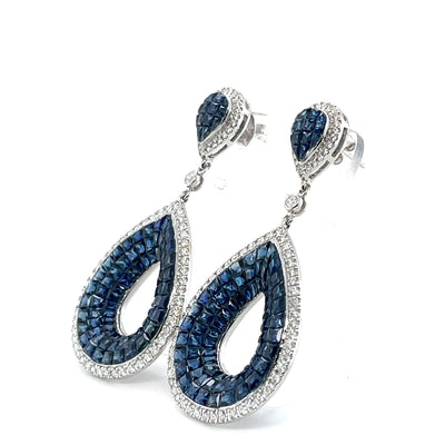 'Fat Pear' 18CT White Gold Sapphire and Diamond Earrings