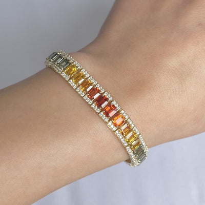 18CT yellow gold Multi-coloured sapphires and diamond bracelet