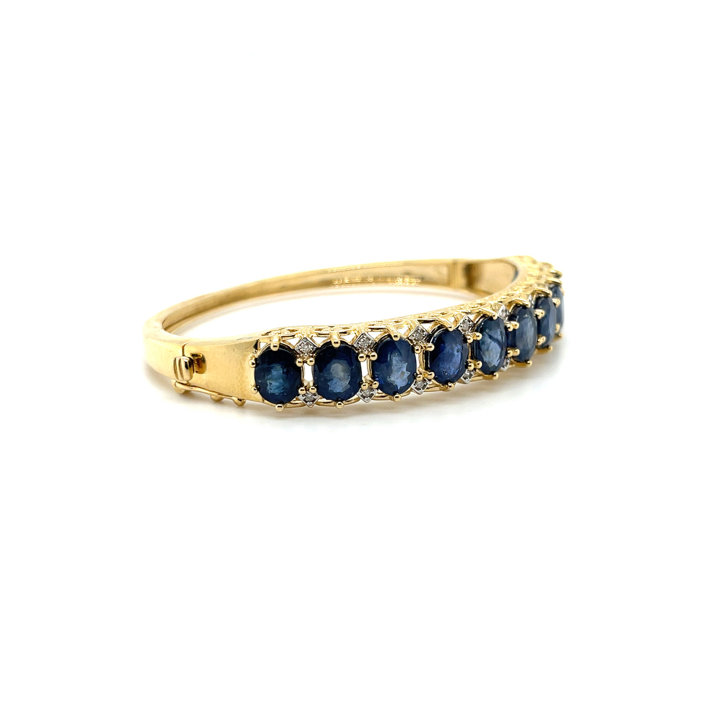 Sapphire and Diamond Bangle in 14k yellow gold