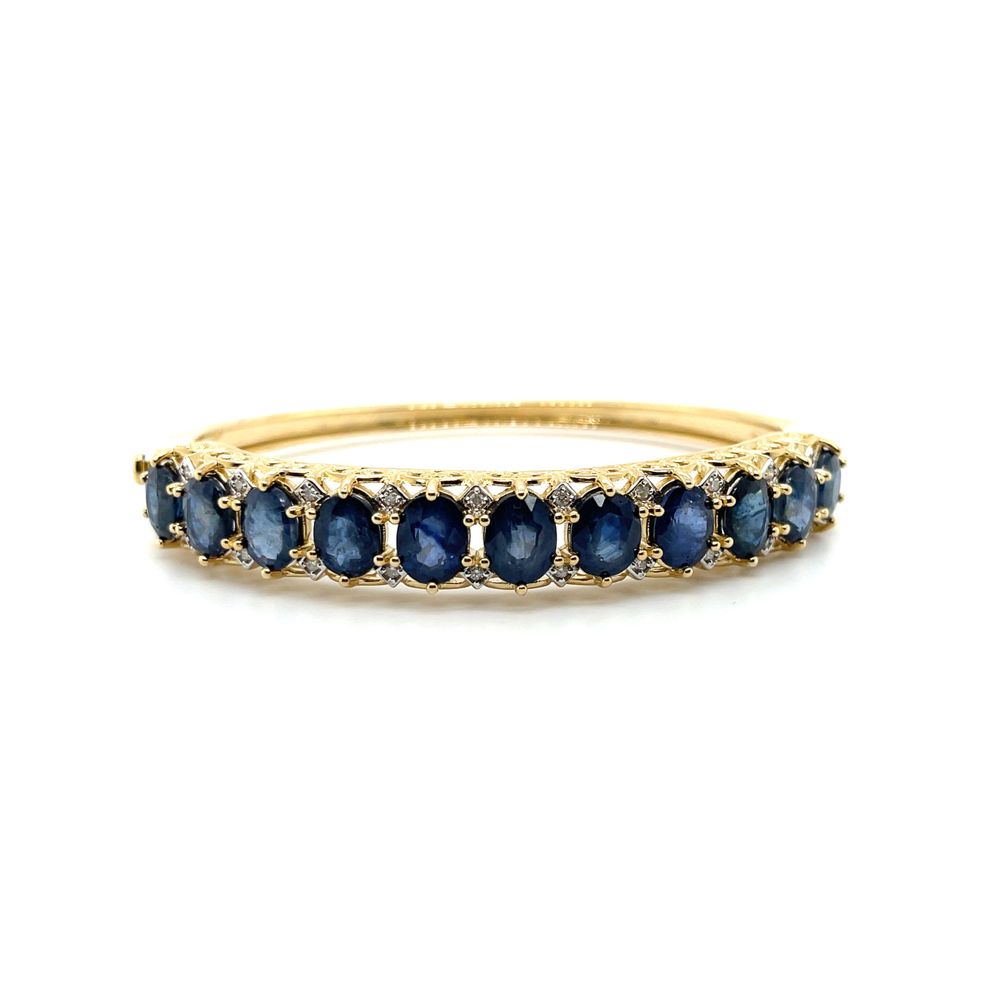 Sapphire and Diamond Bangle in 14k yellow gold